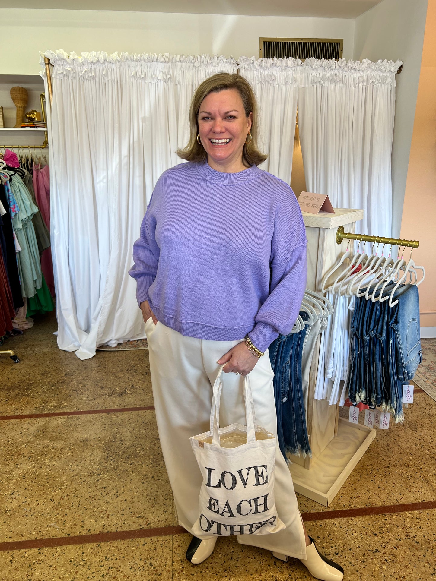 Lavender Balloon sleeve Sweater