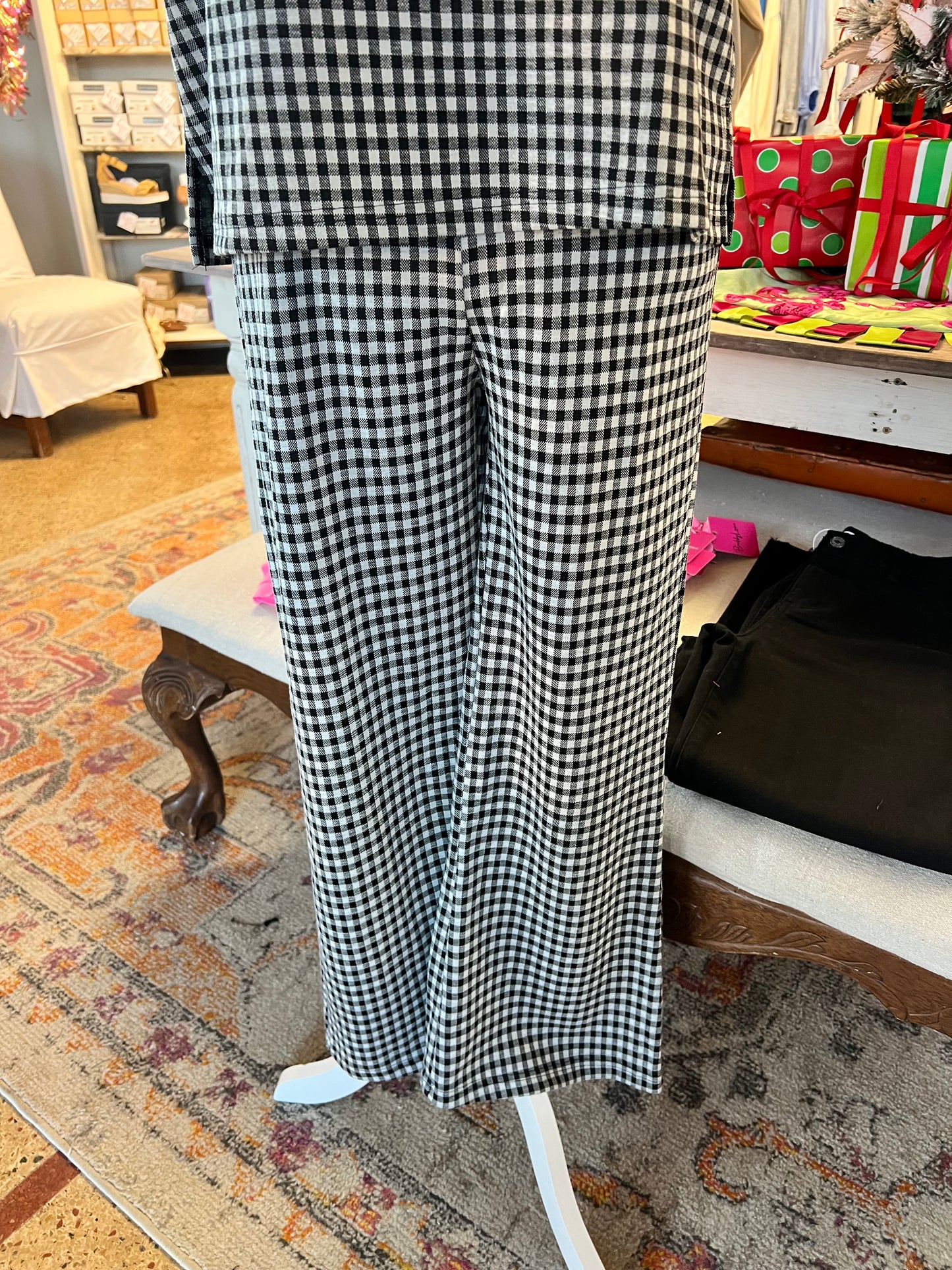 Gingham Knit Pant Set