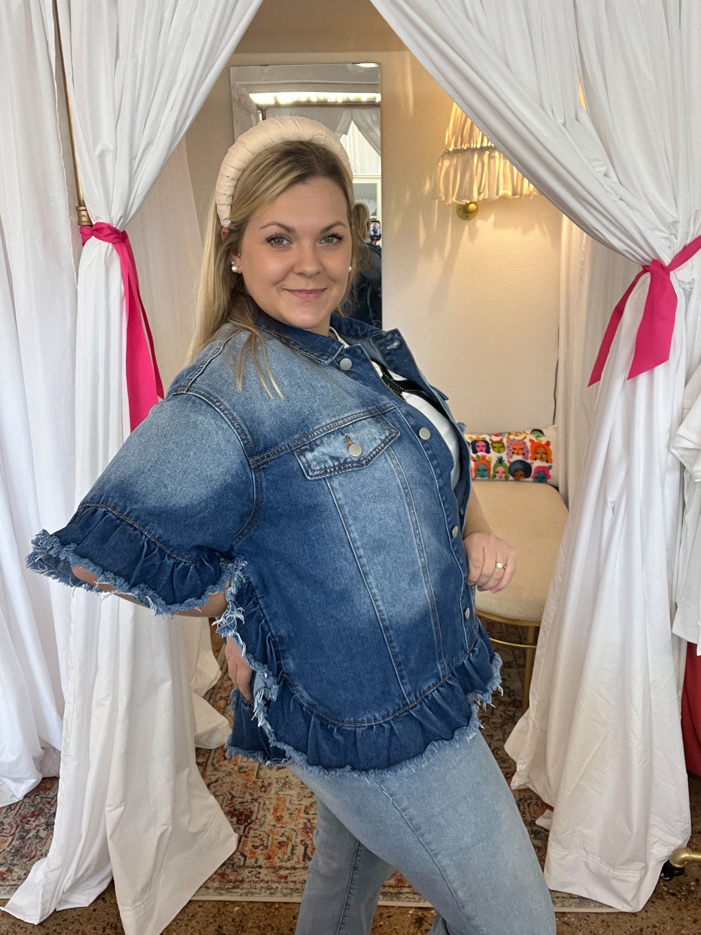 Ruffle Denim Jacket