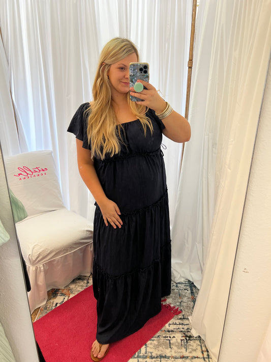 Navy Tiered Maxi Dress