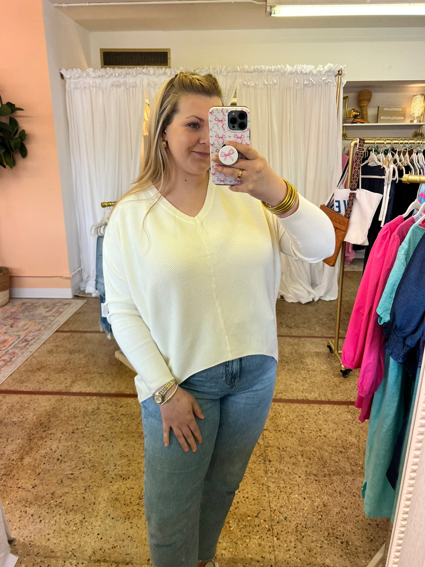 Ivory V-neck Sweater