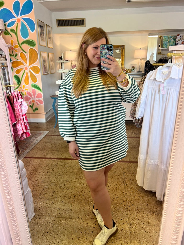 Green Striped Everyday Dress