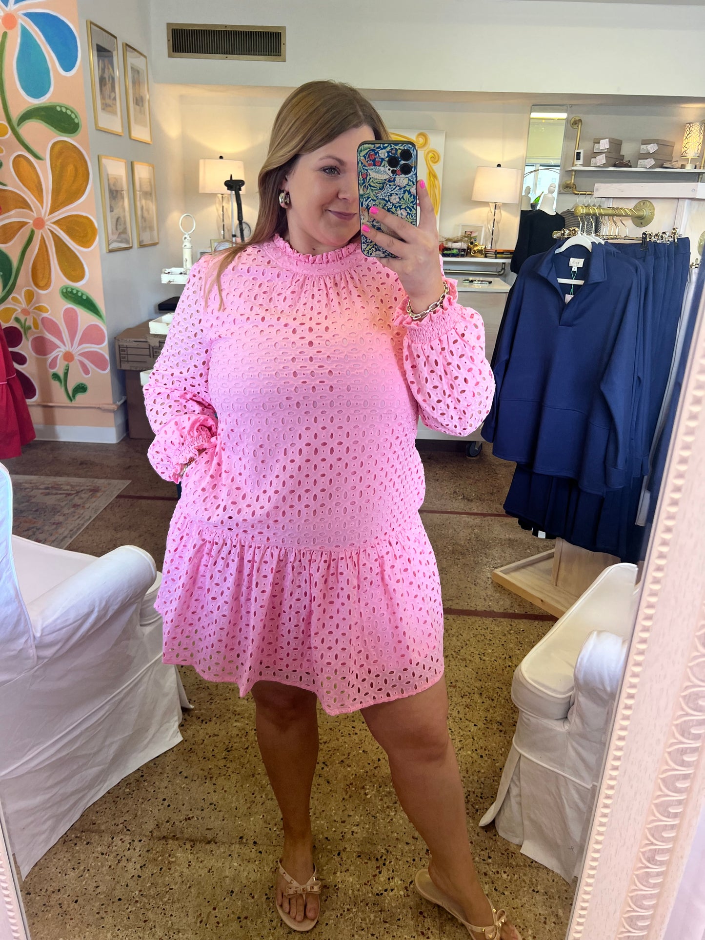 Bubblegum Eyelet Dress