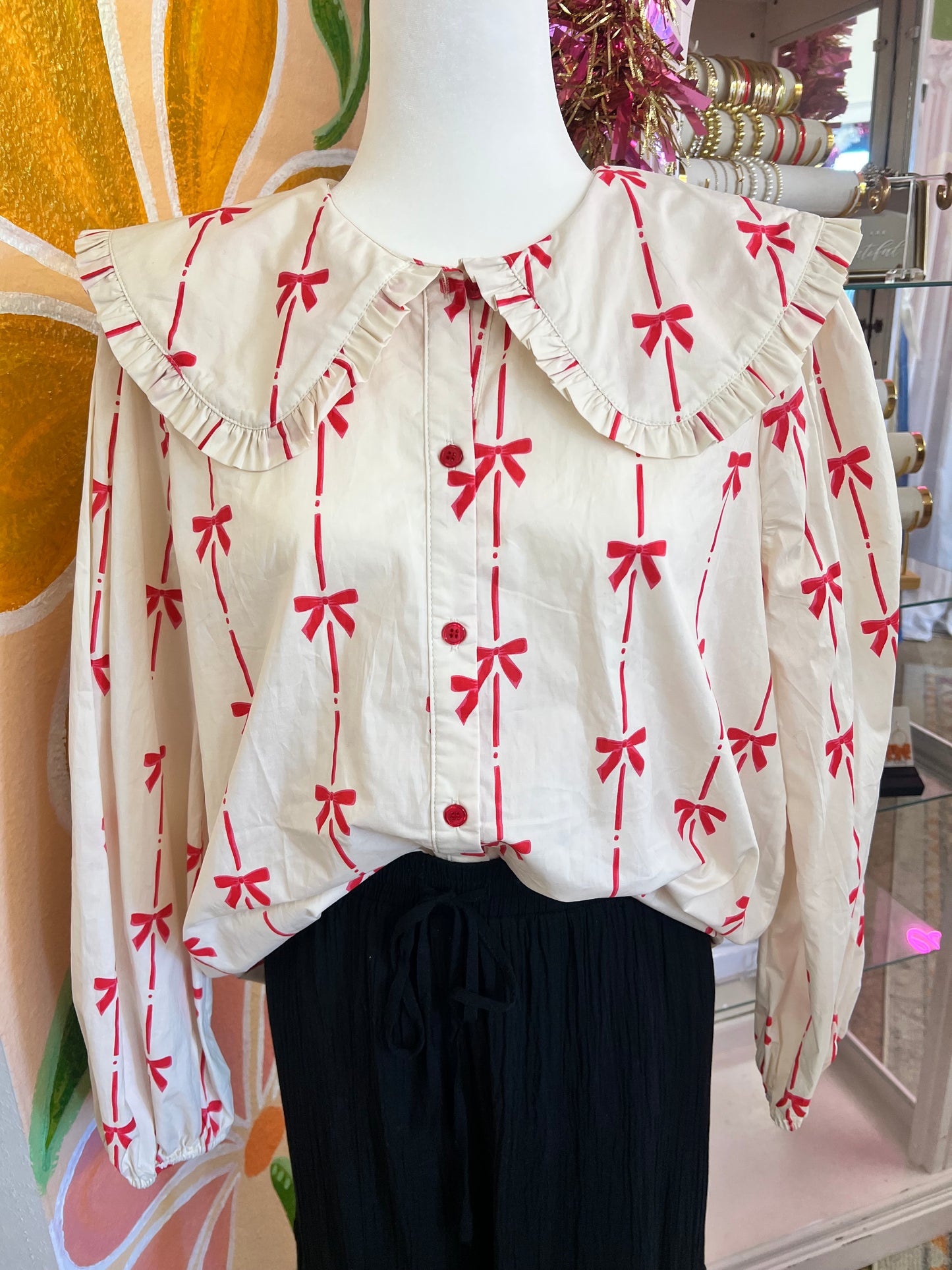 Peter Pan Collar Bow Blouse