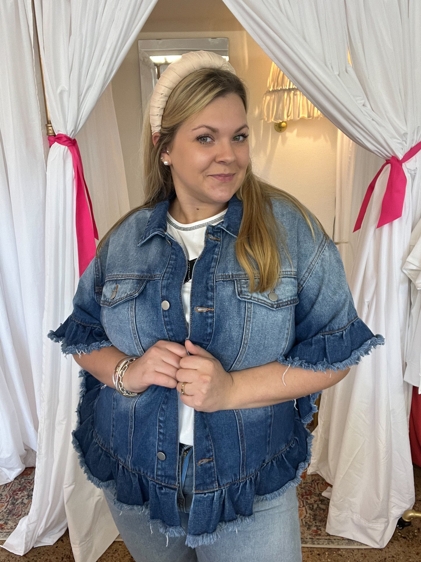 Ruffle Denim Jacket