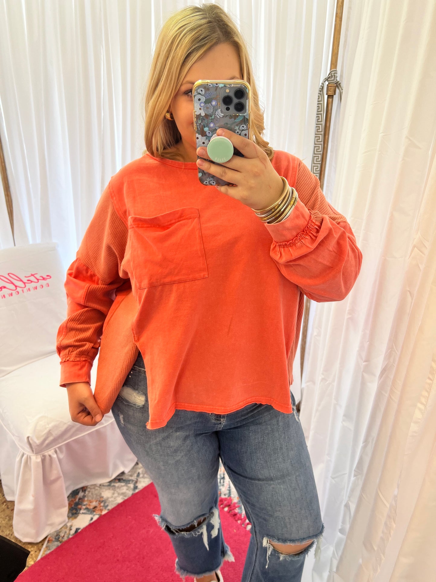 Coral Pocket Top