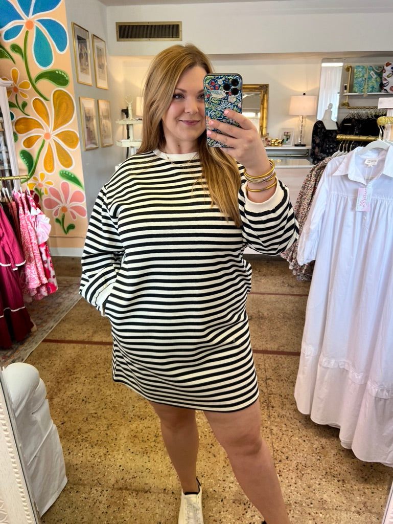 Black Striped Everyday Dress