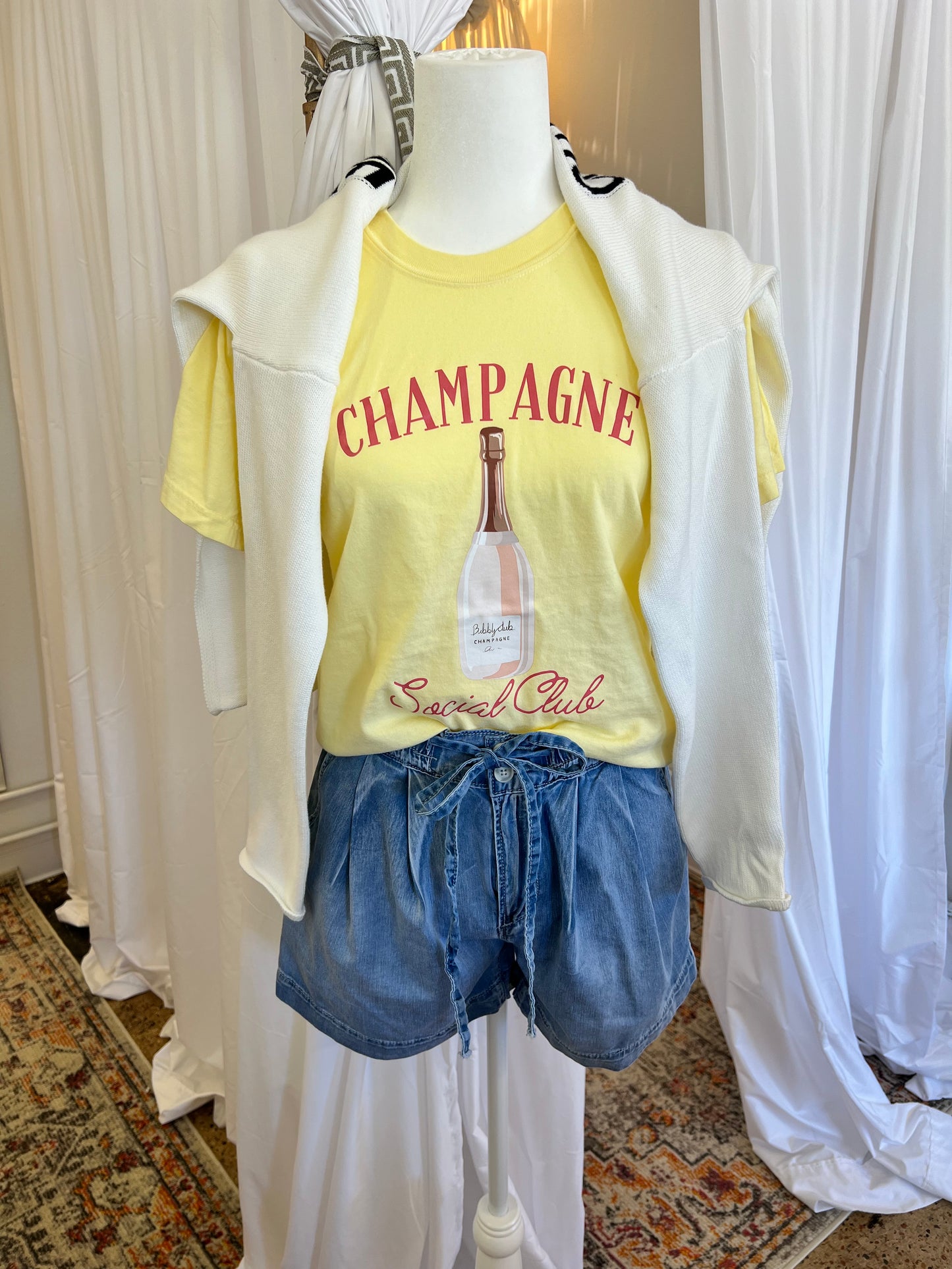 Chambray Drawstring Shorts