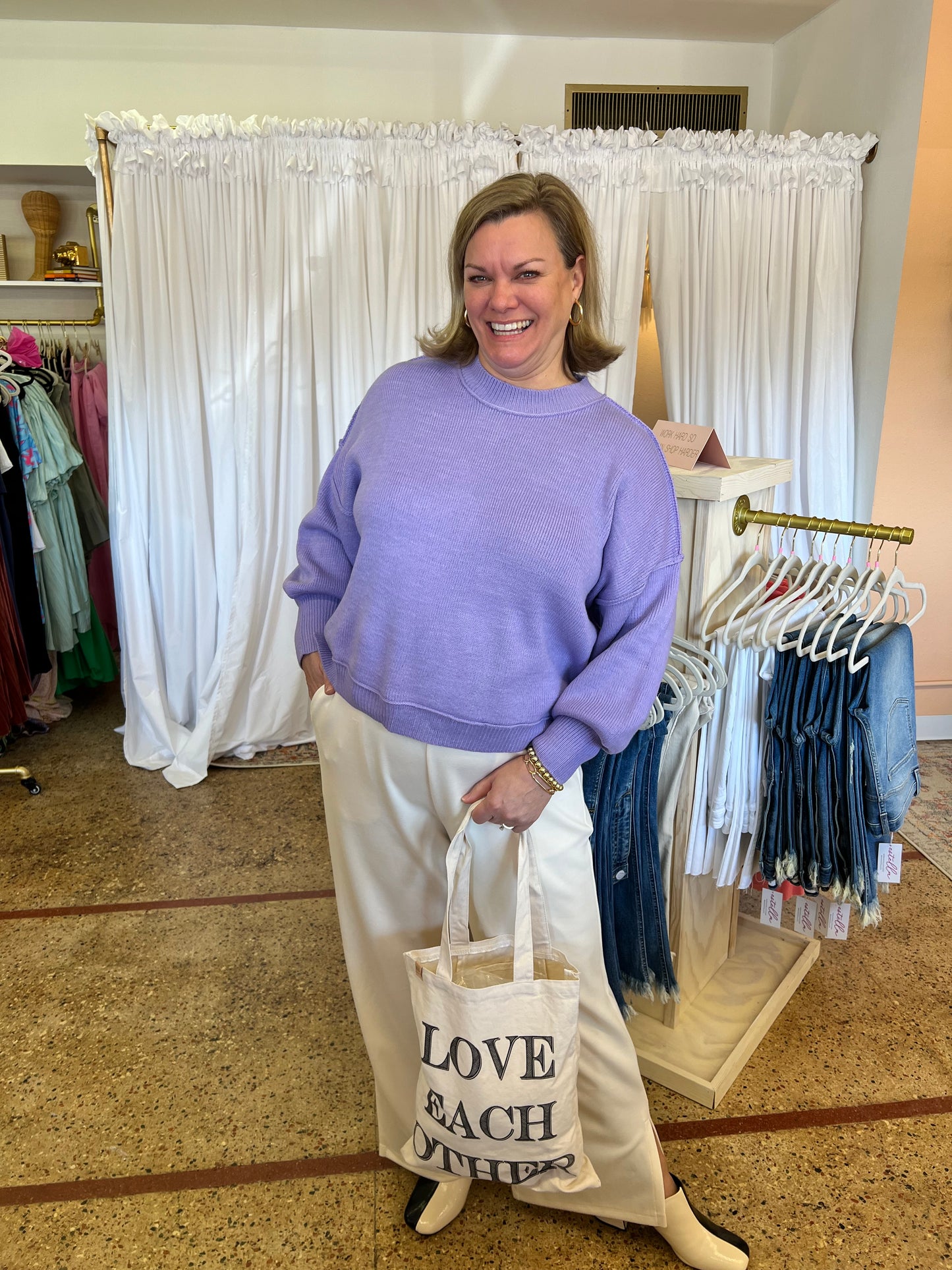 Lavender Balloon sleeve Sweater