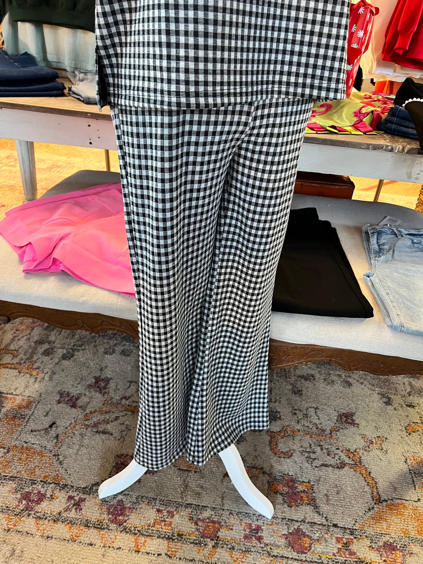 Gingham Knit Pant Set