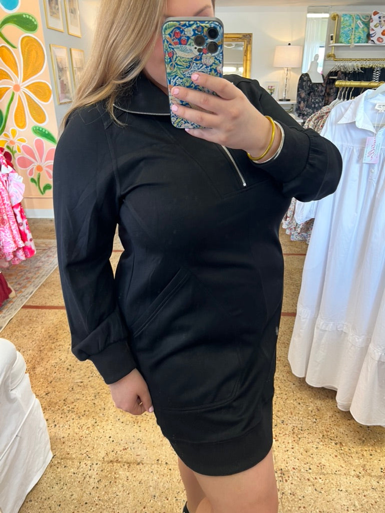 Half Zip Dress-Black