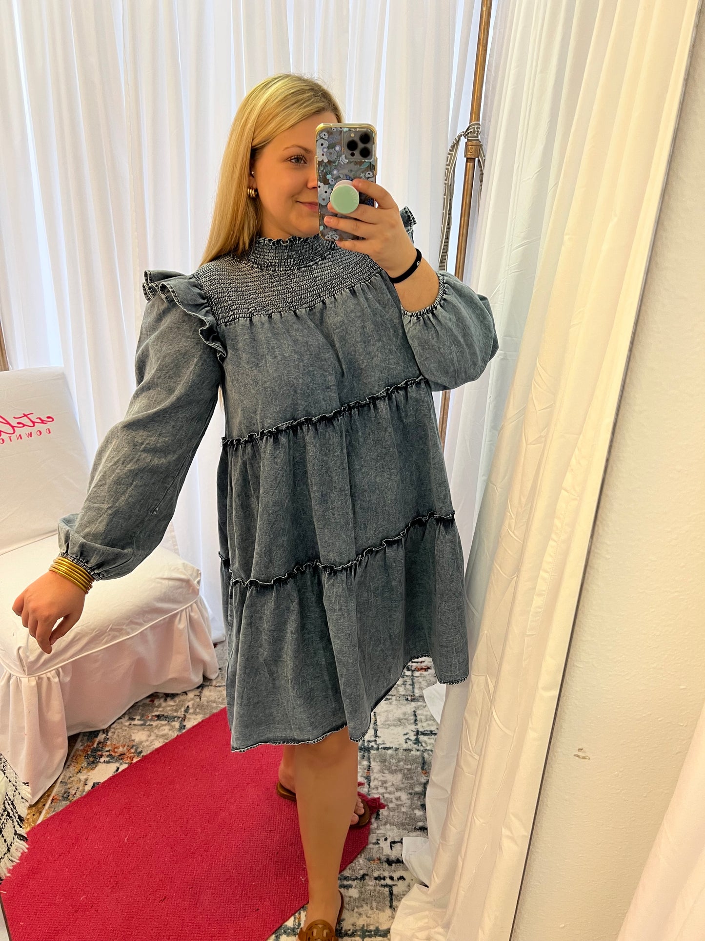 Denim Smocked top dress