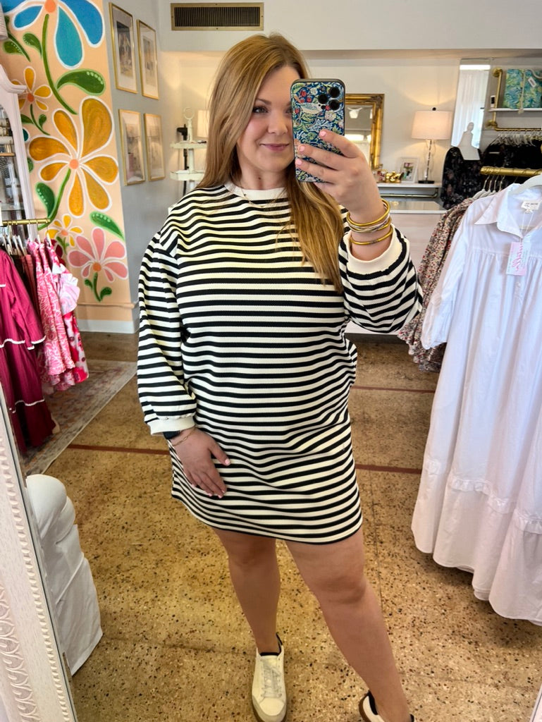 Black Striped Everyday Dress