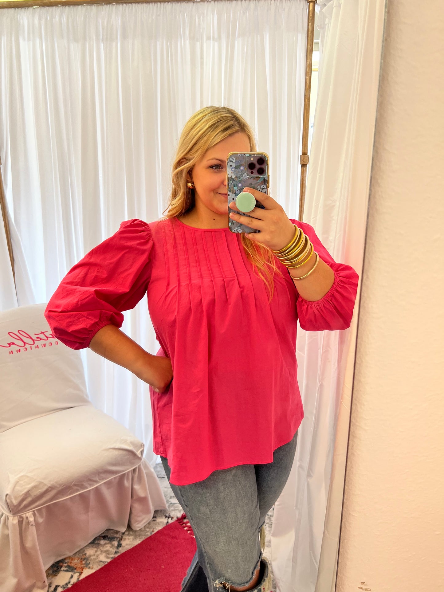 Azalea Pink Pintuck Blouse