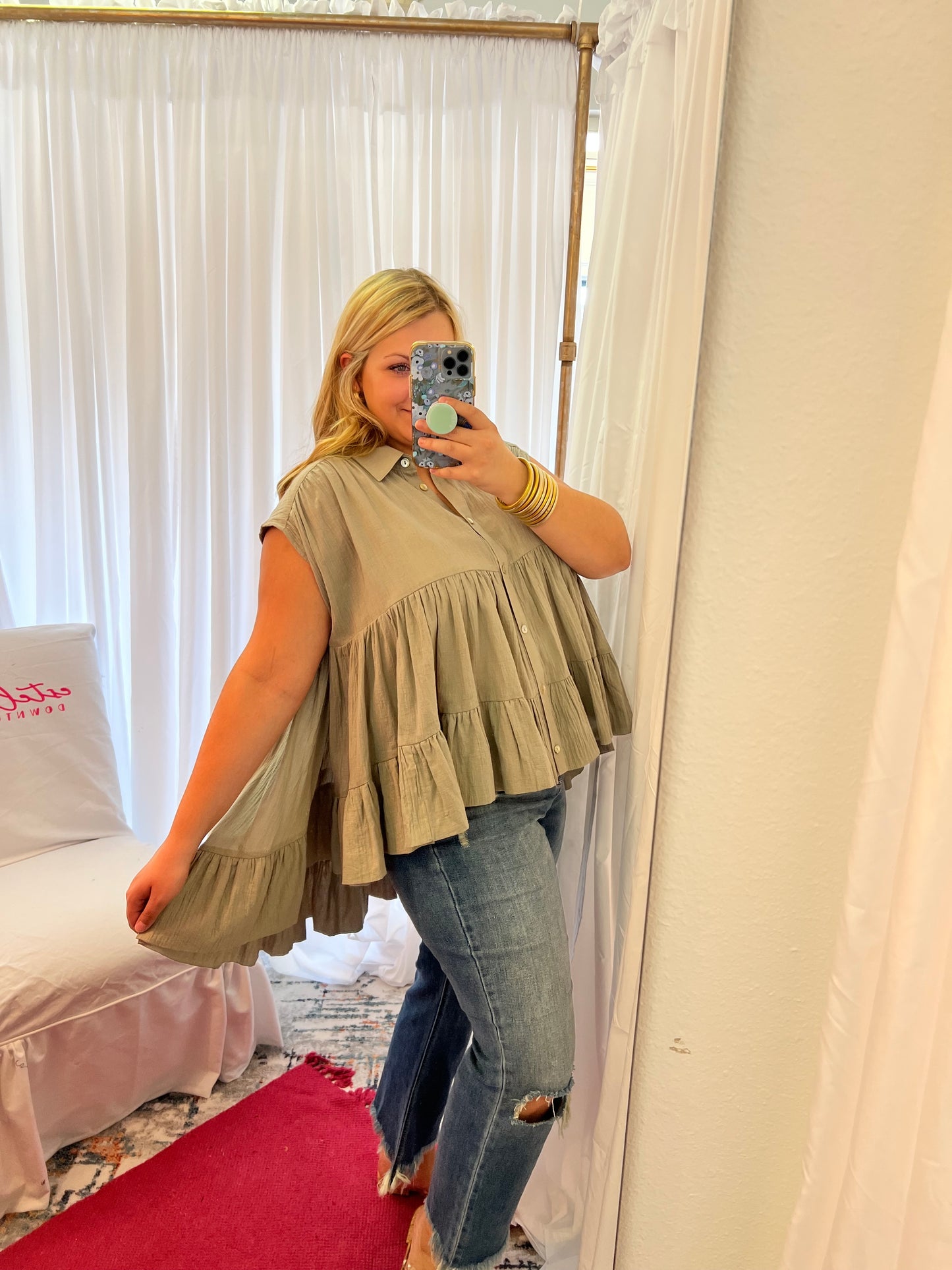 Olive hi-low Blouse