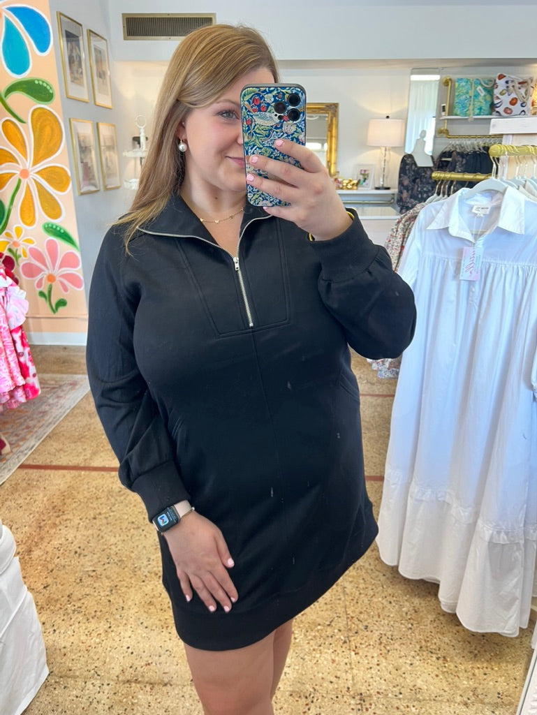 Half Zip Dress-Black