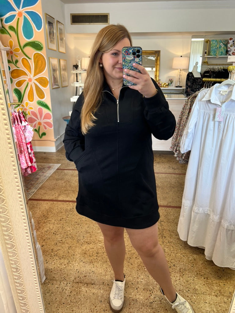 Half Zip Dress-Black