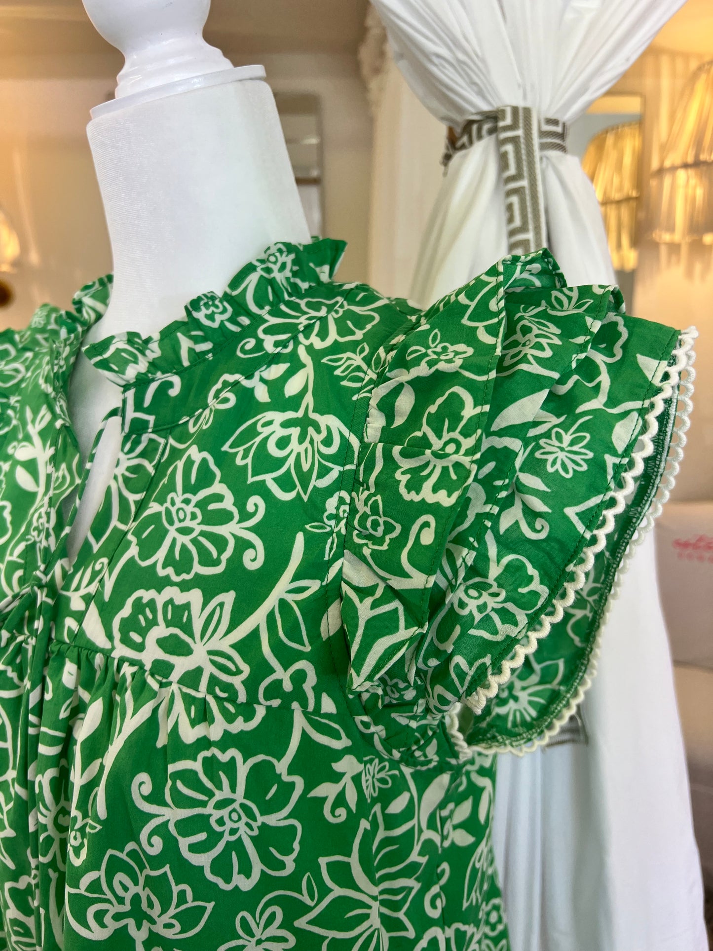 Green Flower Print Dress