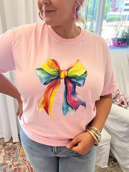 Pink Rainbow Bow T-Shirt