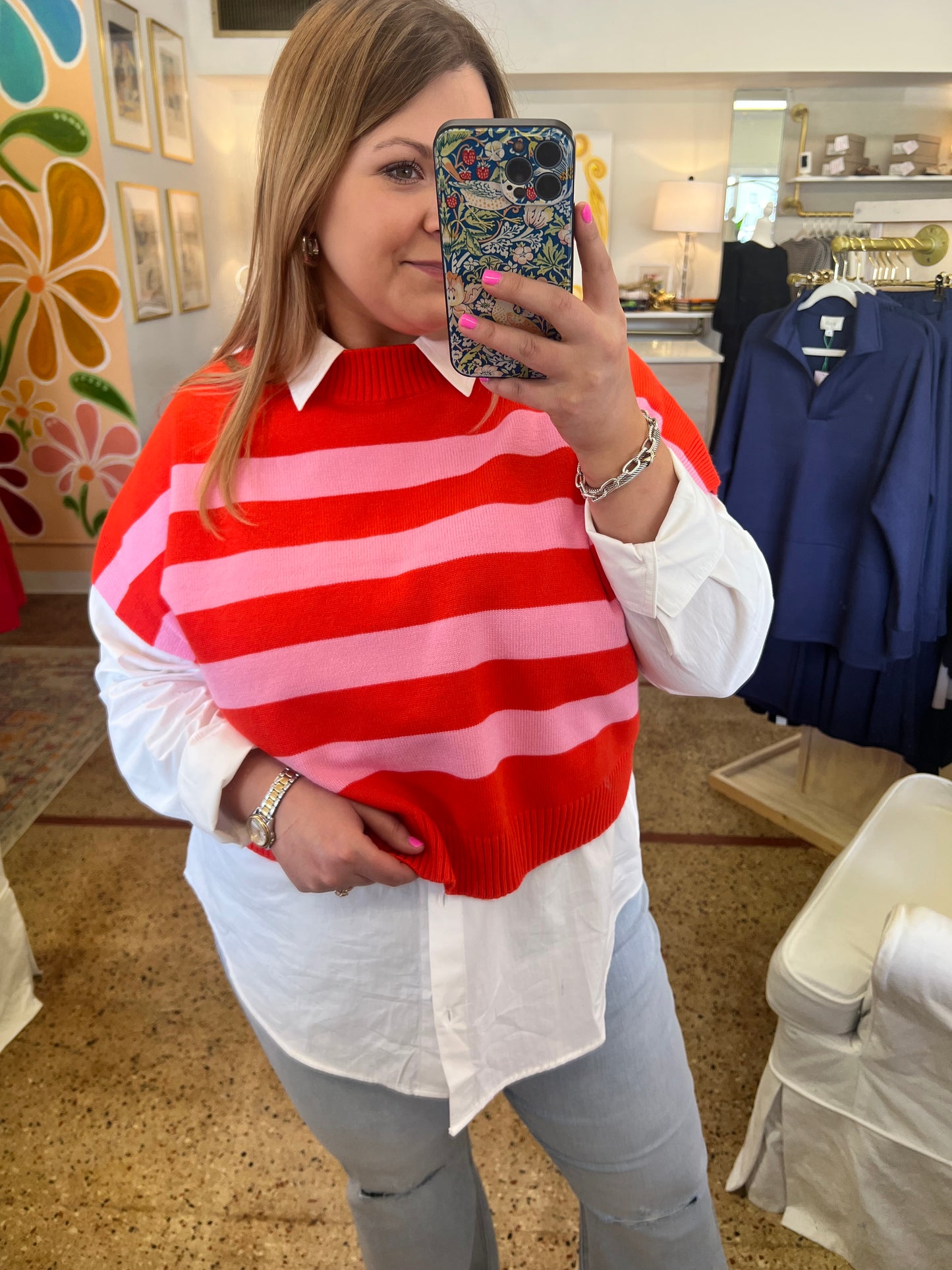 Sleeveless Stripe Sweater