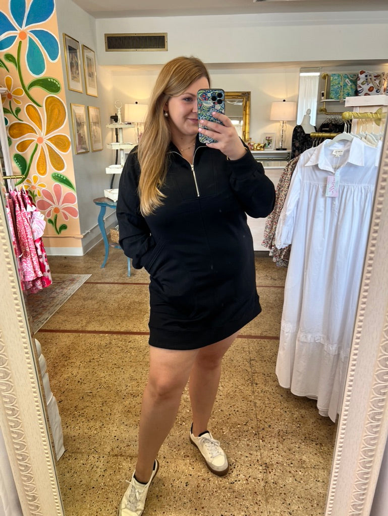 Half Zip Dress-Black