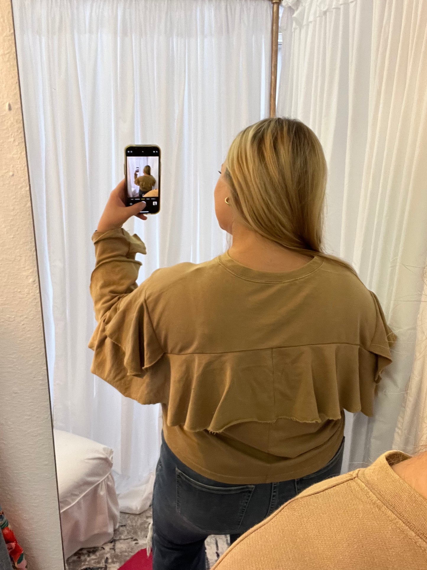 Tan Ruffle T-shirt