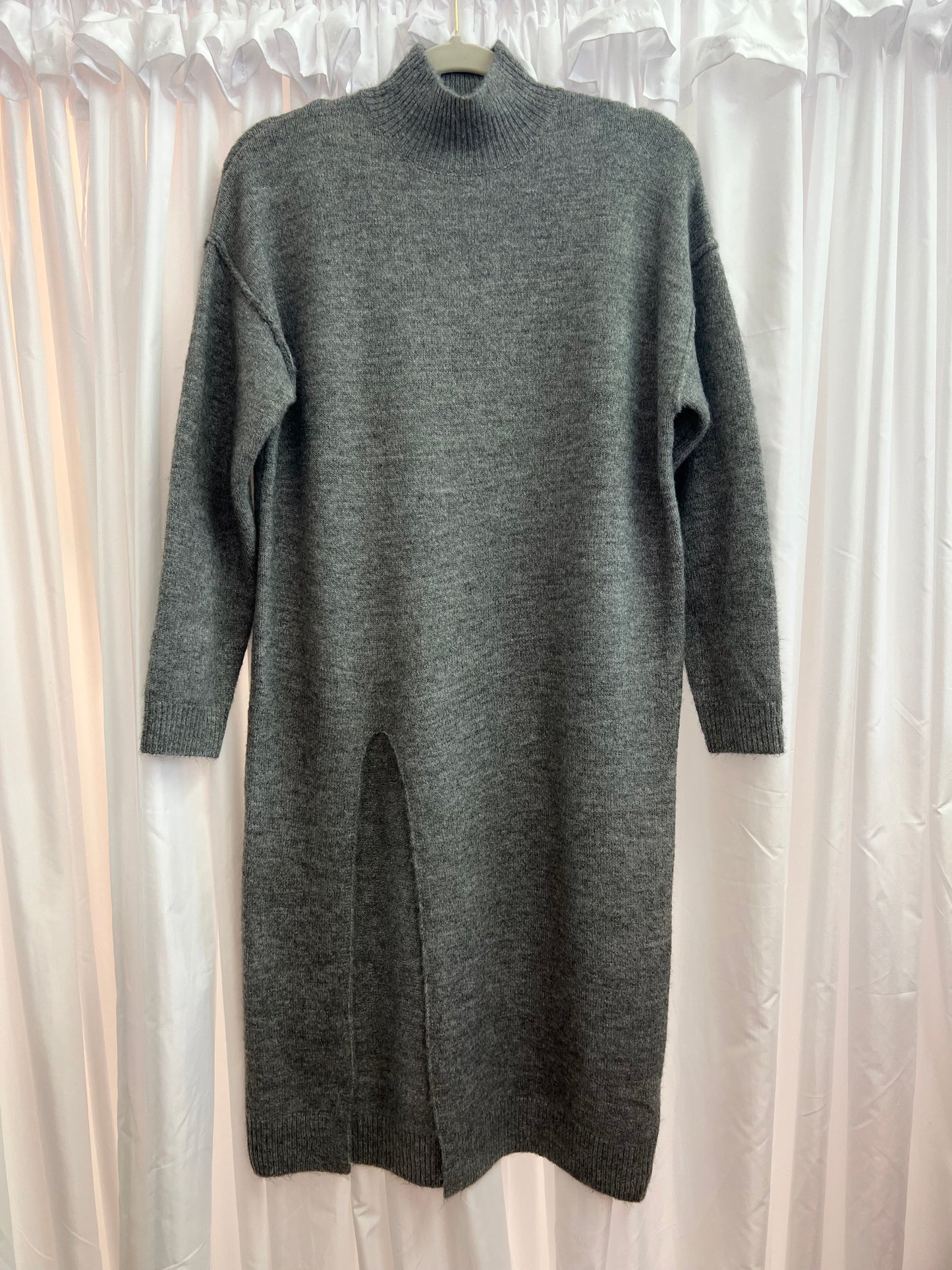 Split Leg Grey Sweater dress