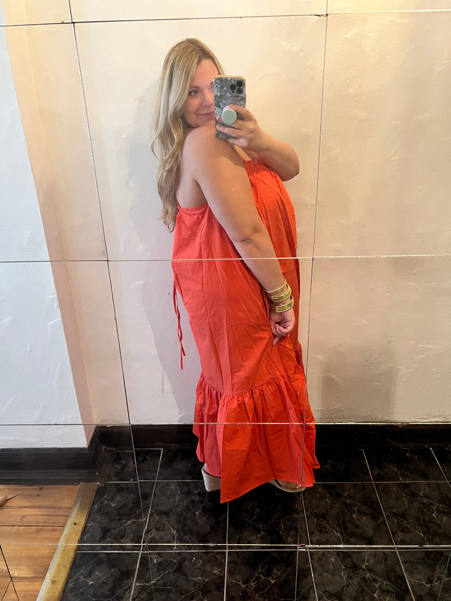 Orange Poplin Dress