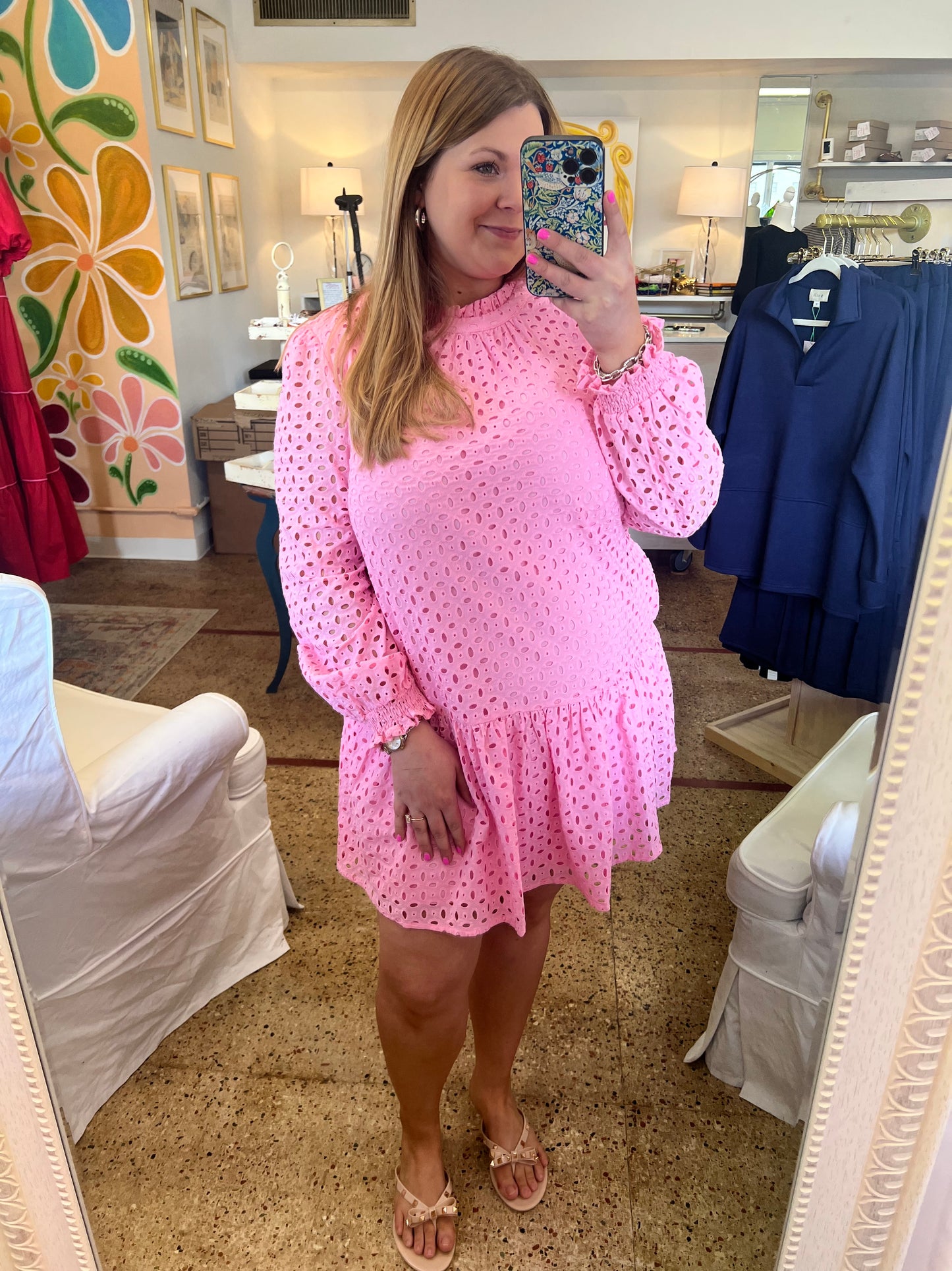 Bubblegum Eyelet Dress