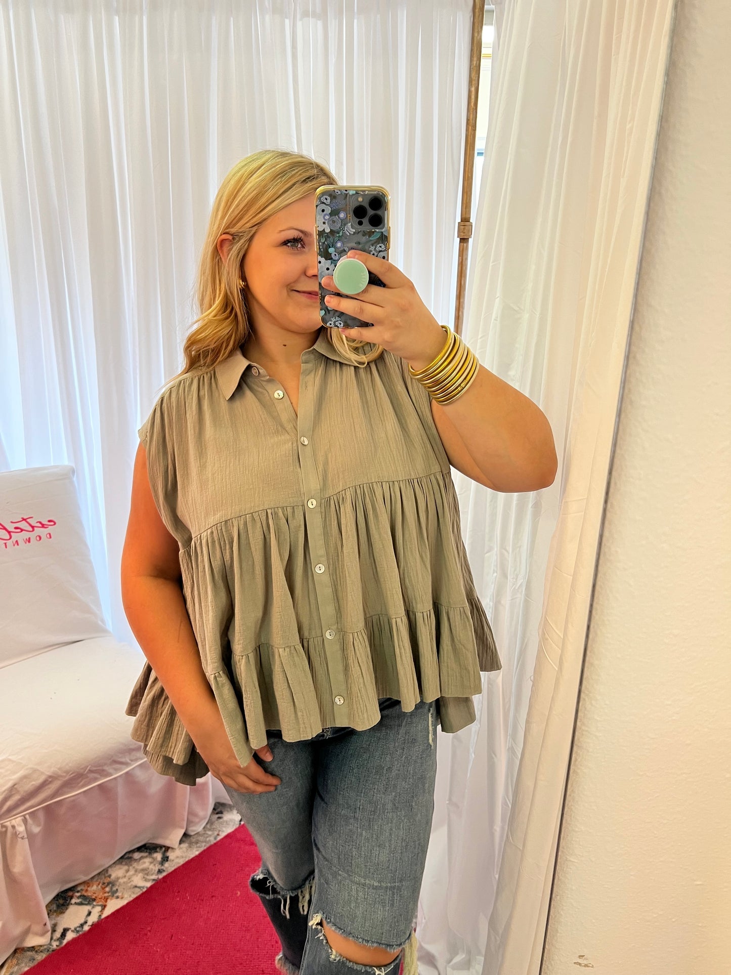 Olive hi-low Blouse