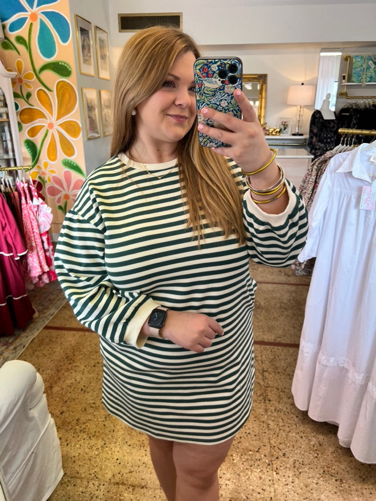 Green Striped Everyday Dress