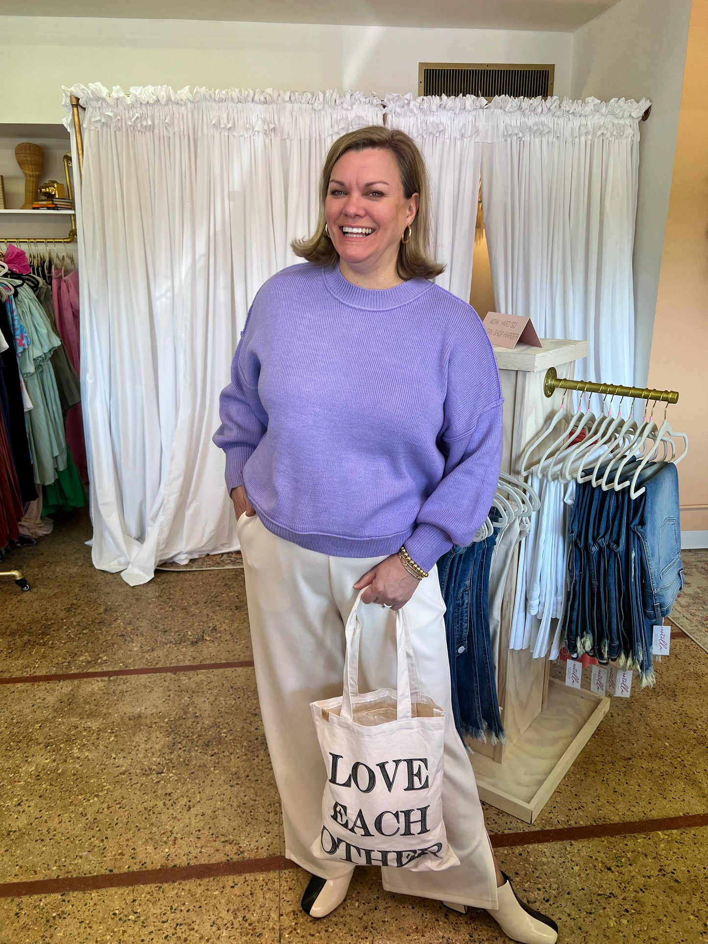 Lavender Balloon sleeve Sweater