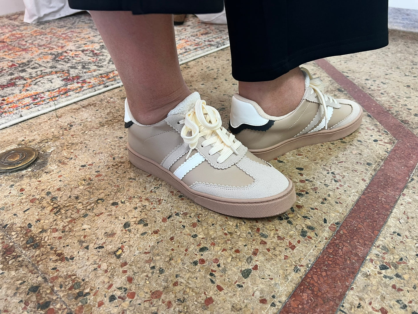 Scalloped Taupe Sneakers