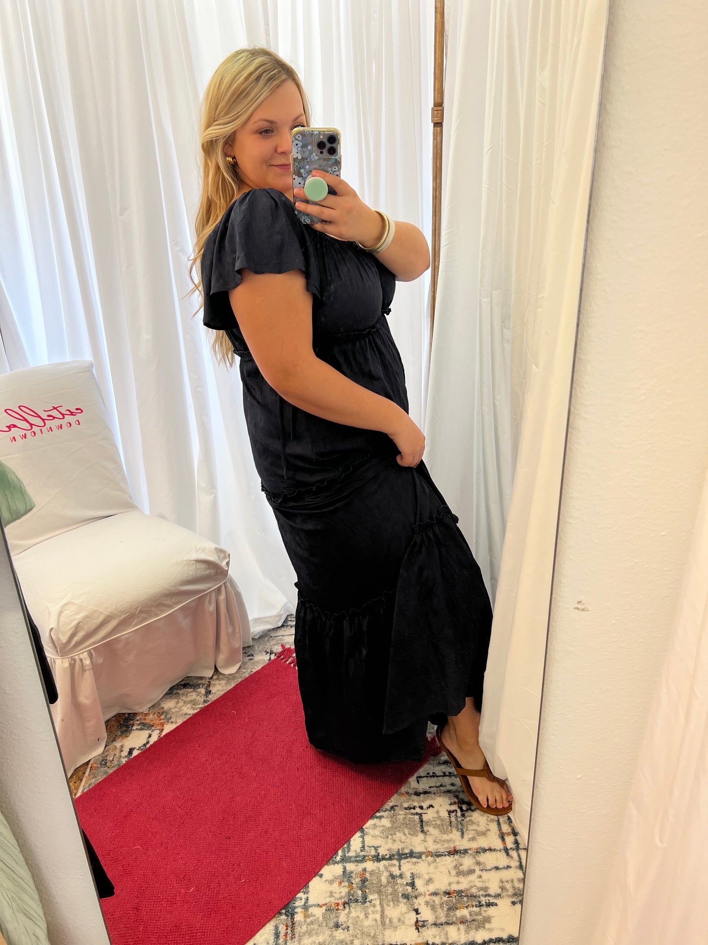 Navy Tiered Maxi Dress