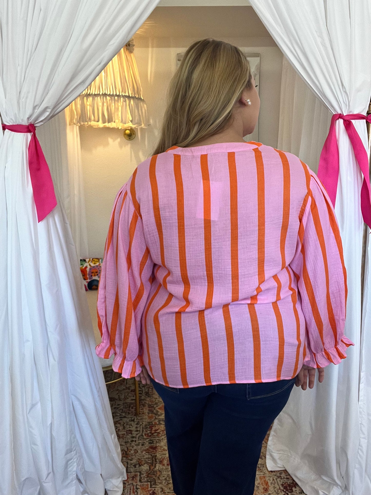 Pink & Orange Gauze Blouse