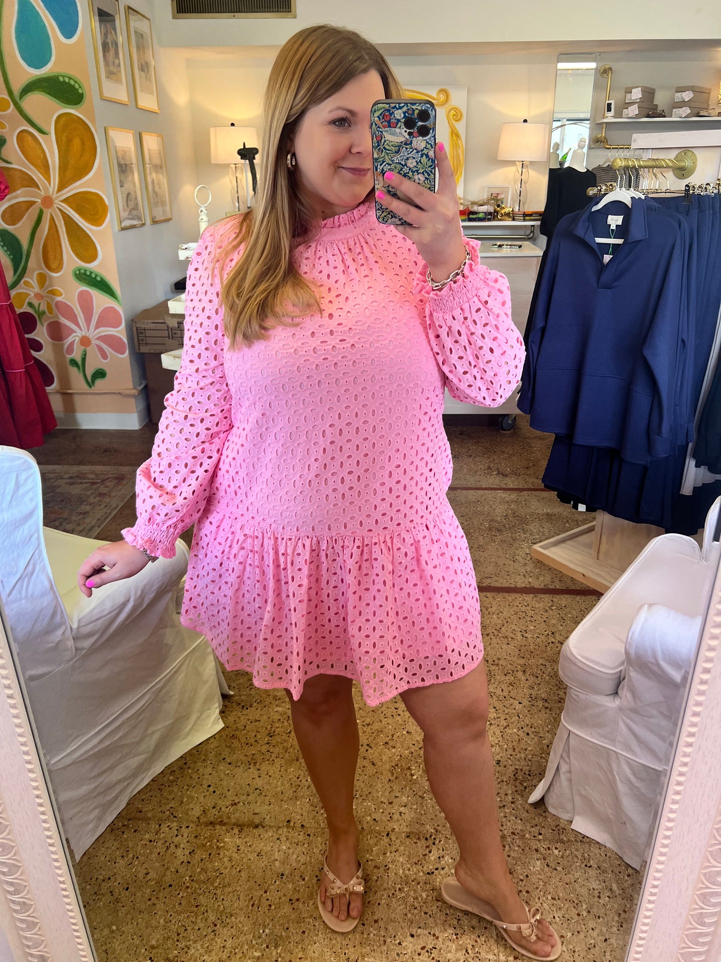 Bubblegum Eyelet Dress