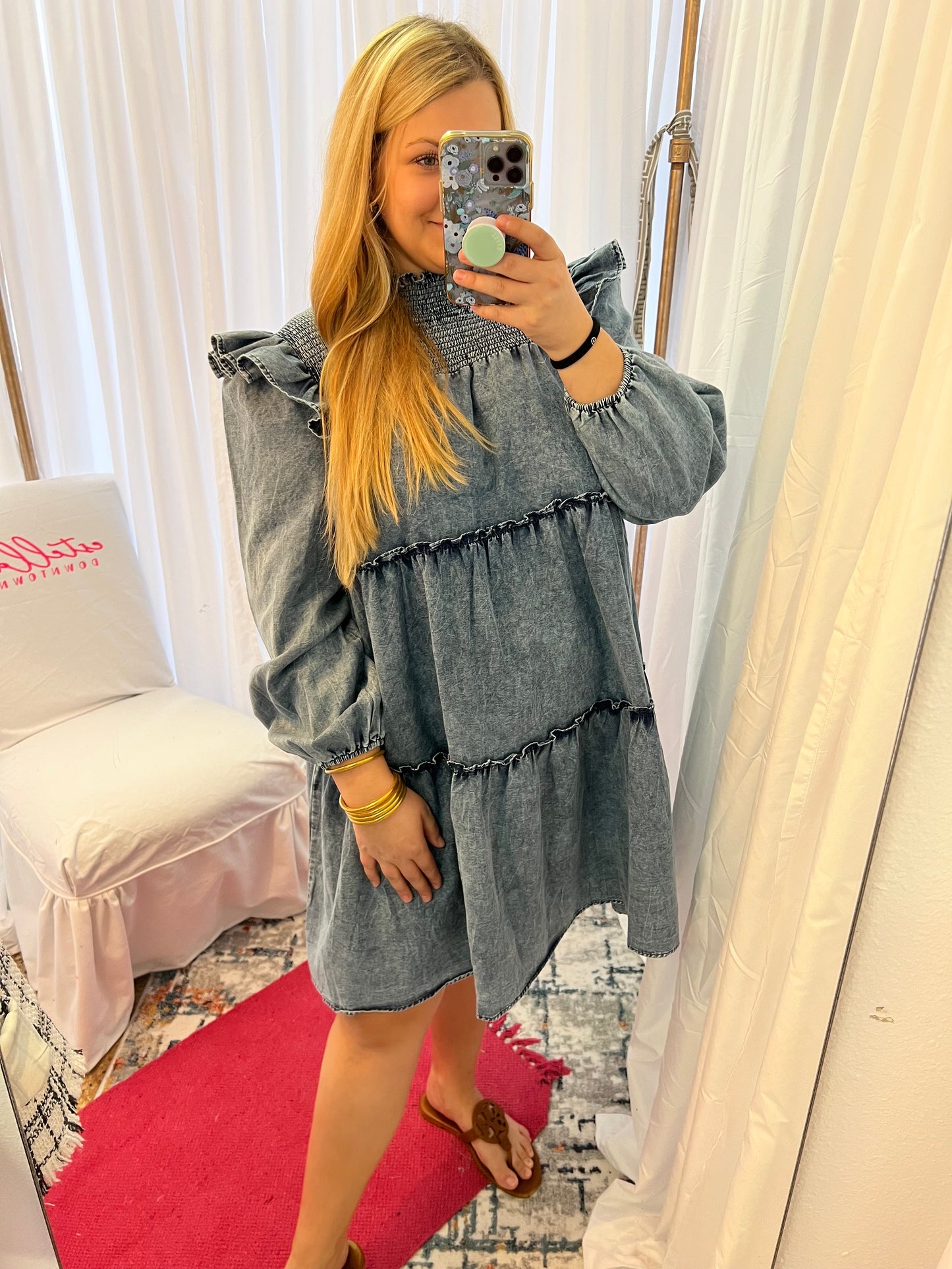 Denim Smocked top dress