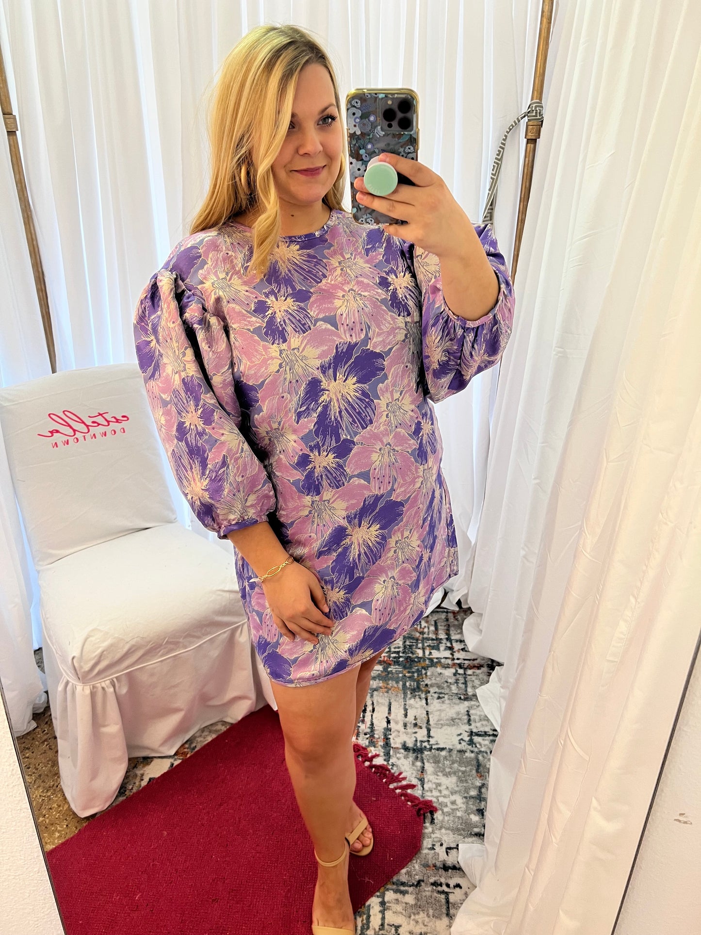 Floral Brocade Mini Dress