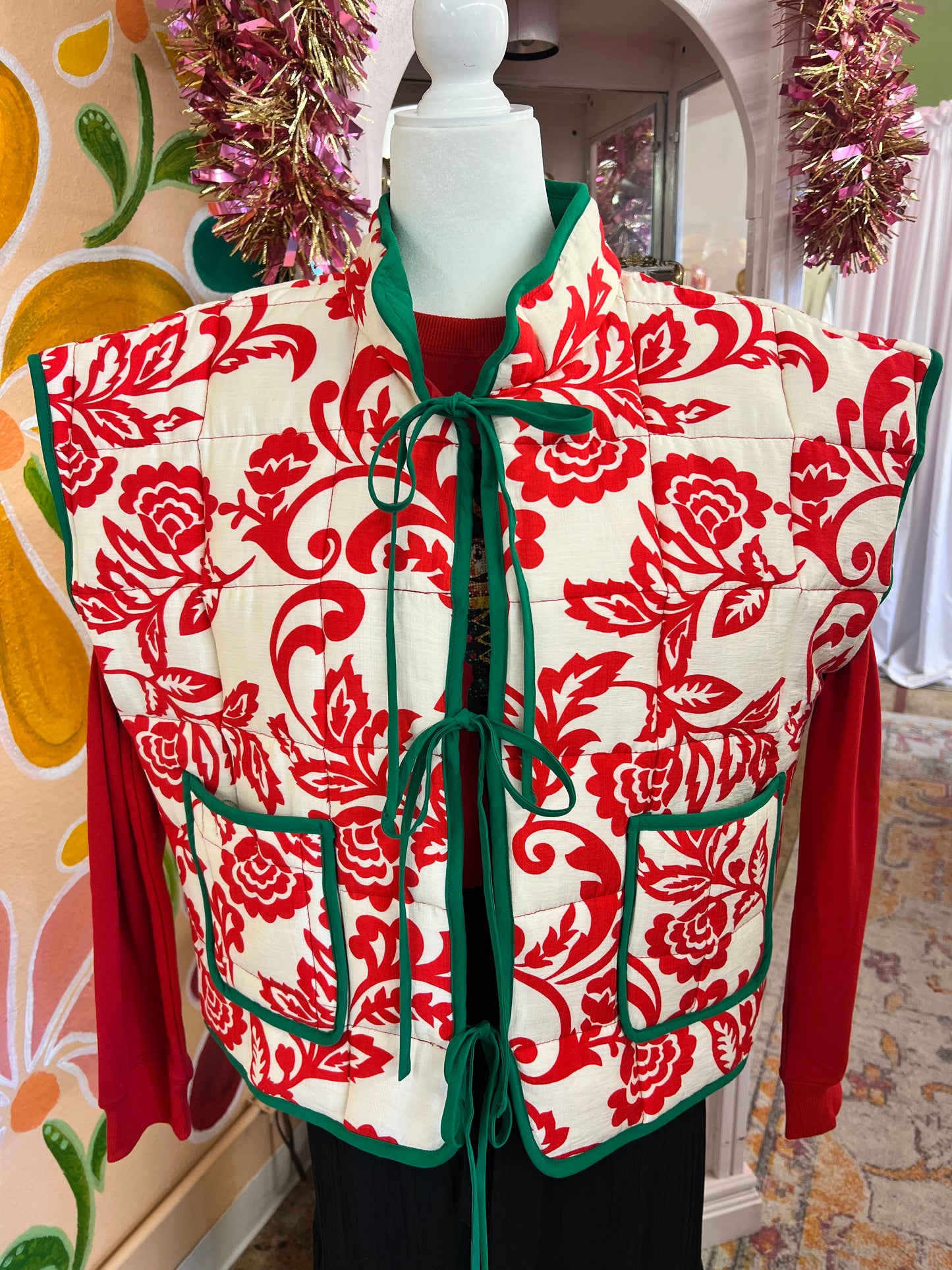 Reversible Floral Quilted Vest