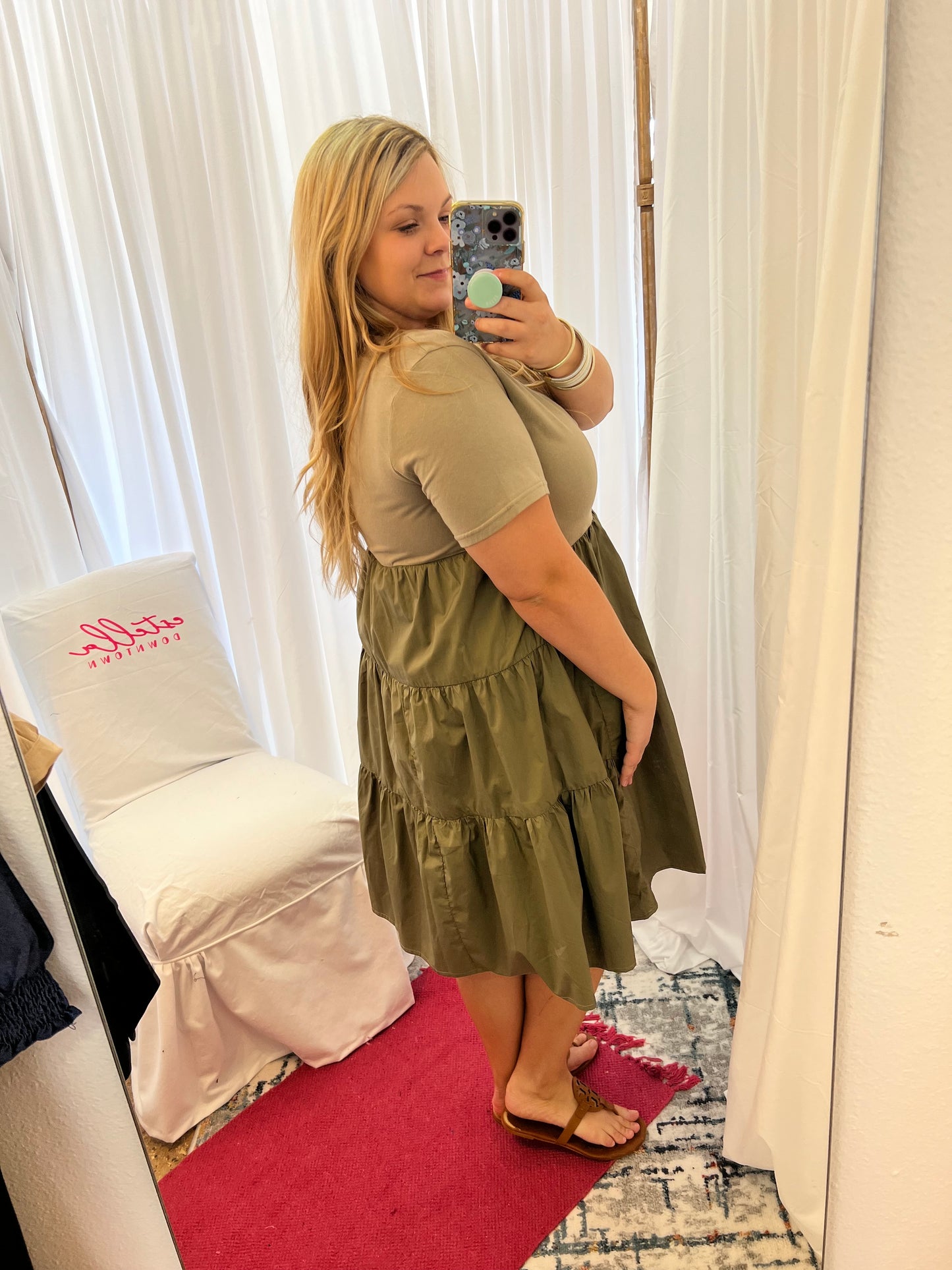 Olive knit top T-shirt dress