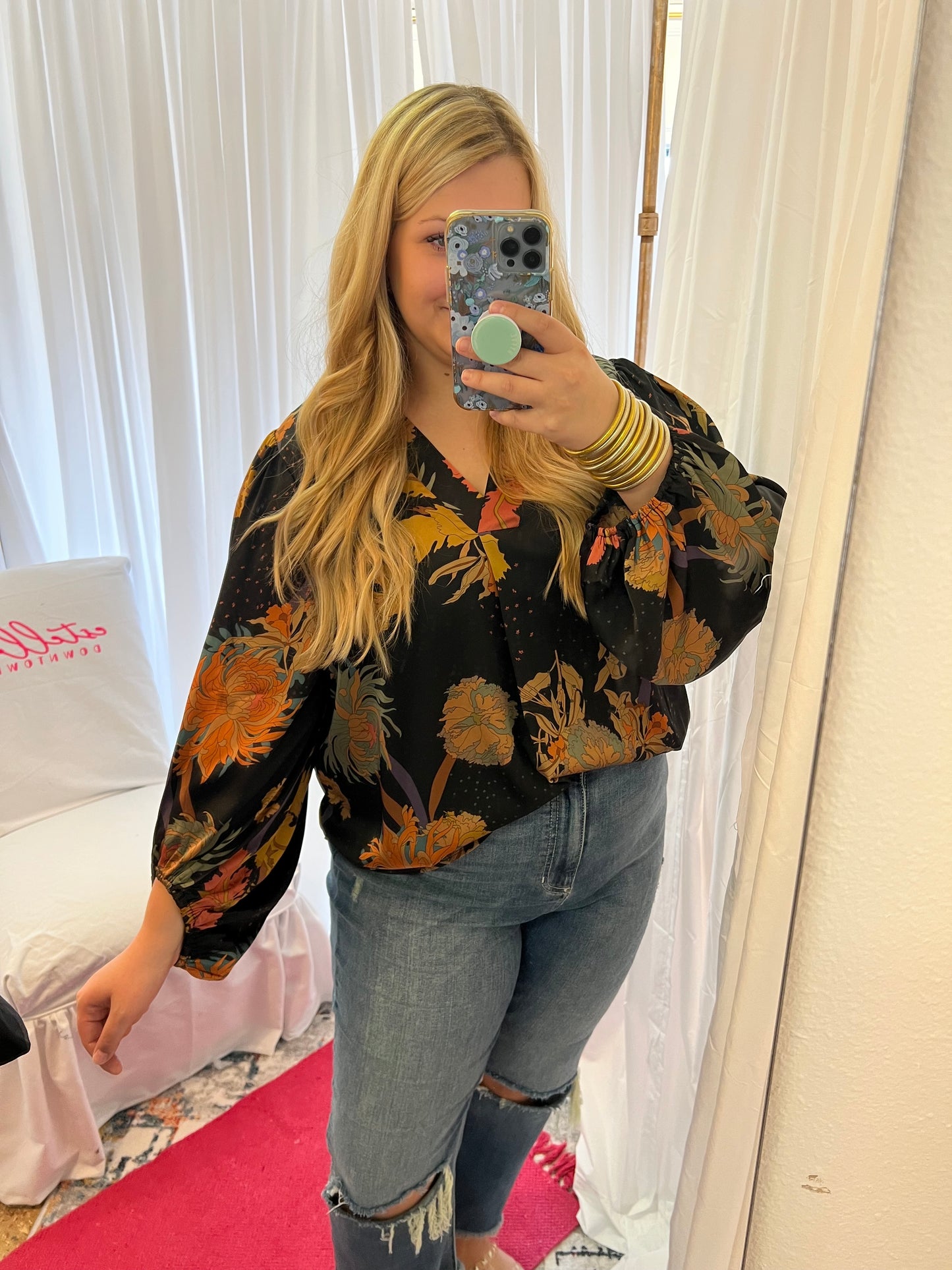 Satin Floral Blouse