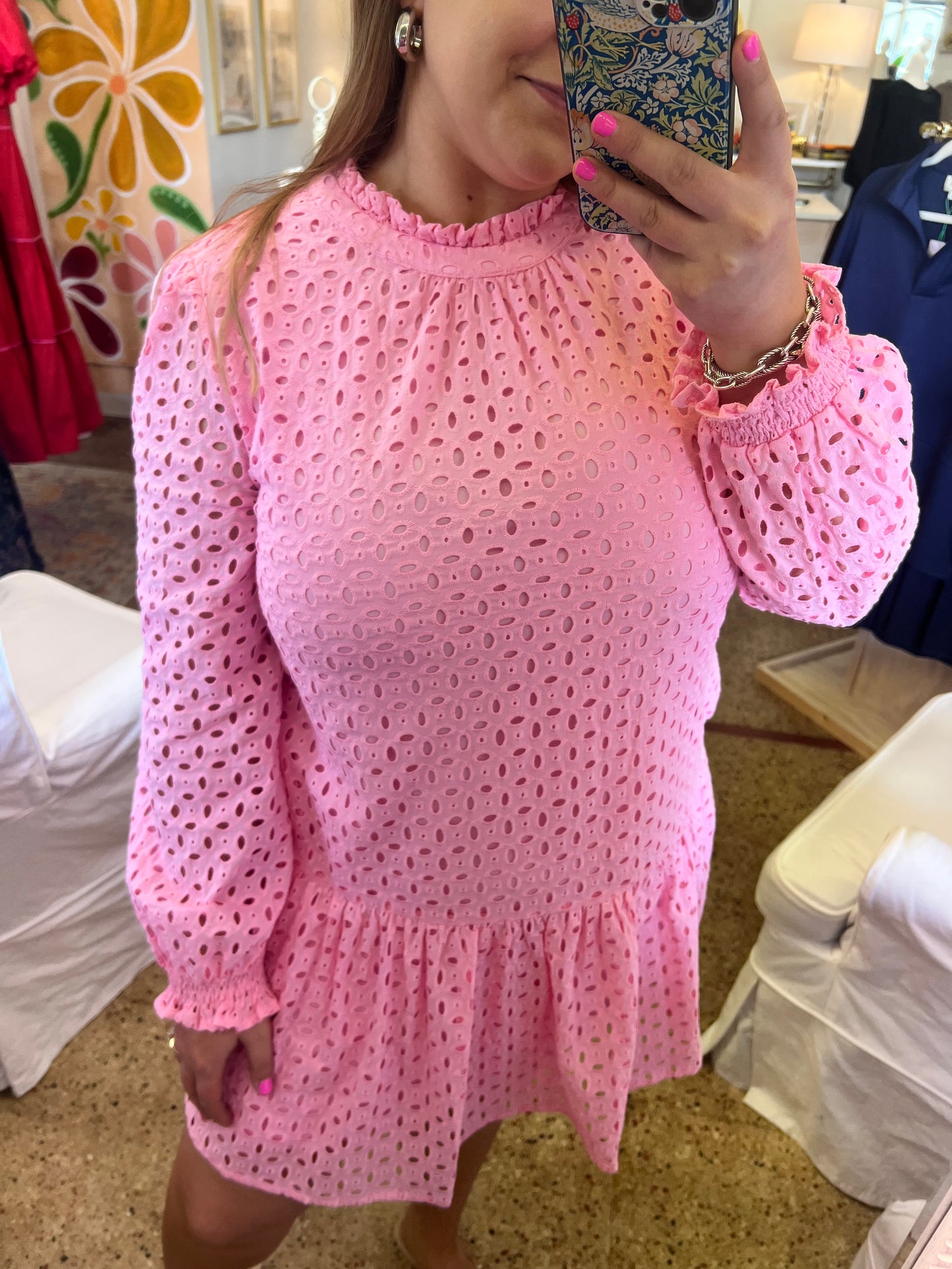 Bubblegum Eyelet Dress