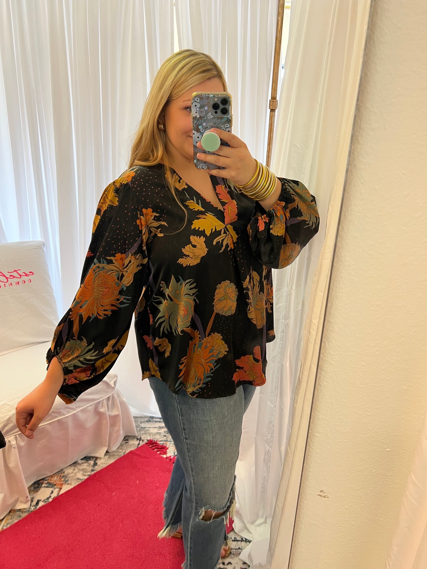 Satin Floral Blouse