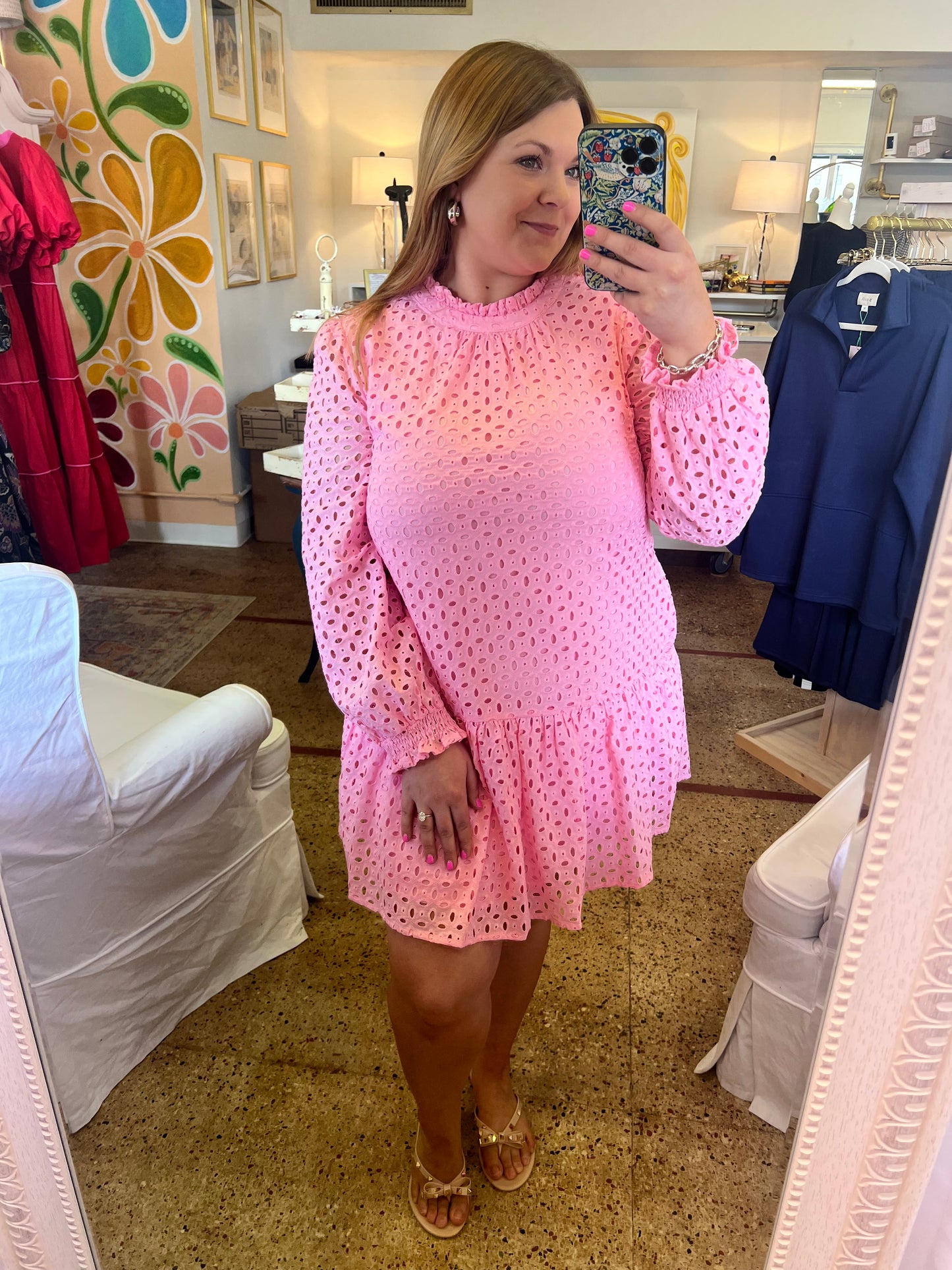 Bubblegum Eyelet Dress