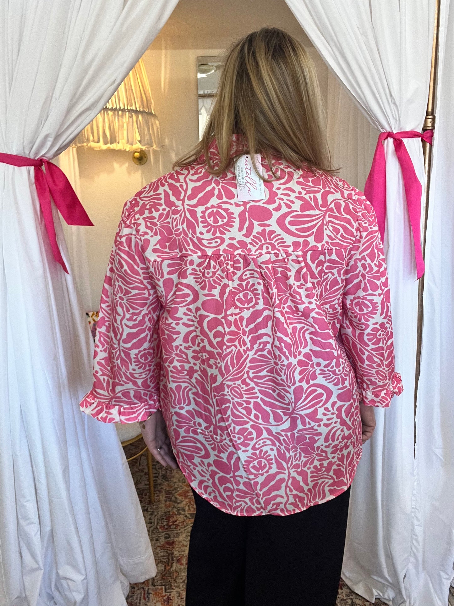 Pink Floral Blouse-plus