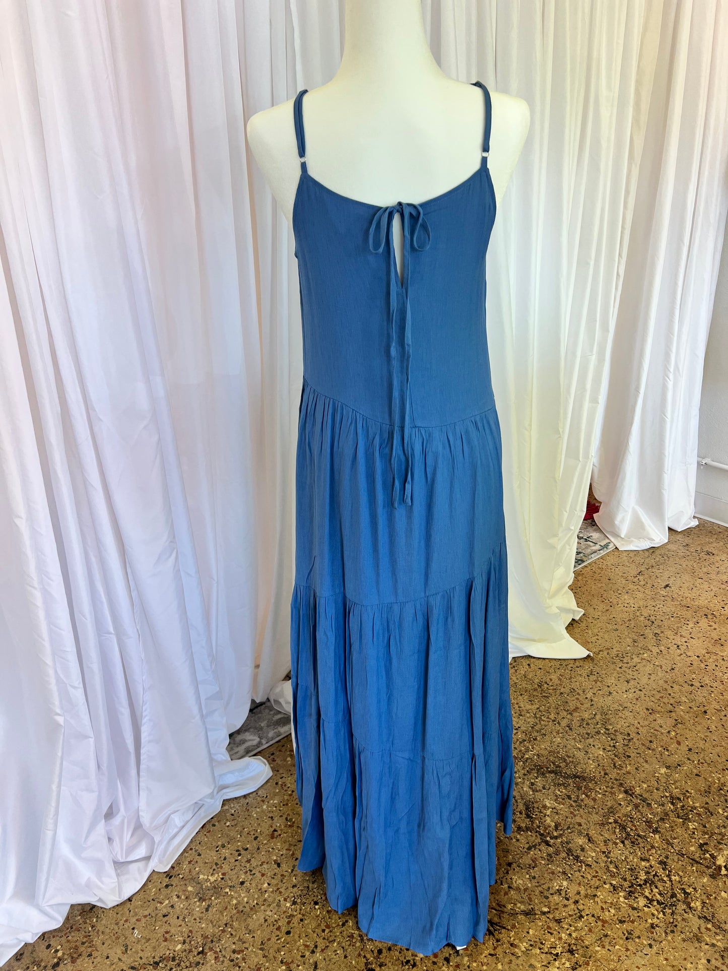 Denim blue tiered Maxi