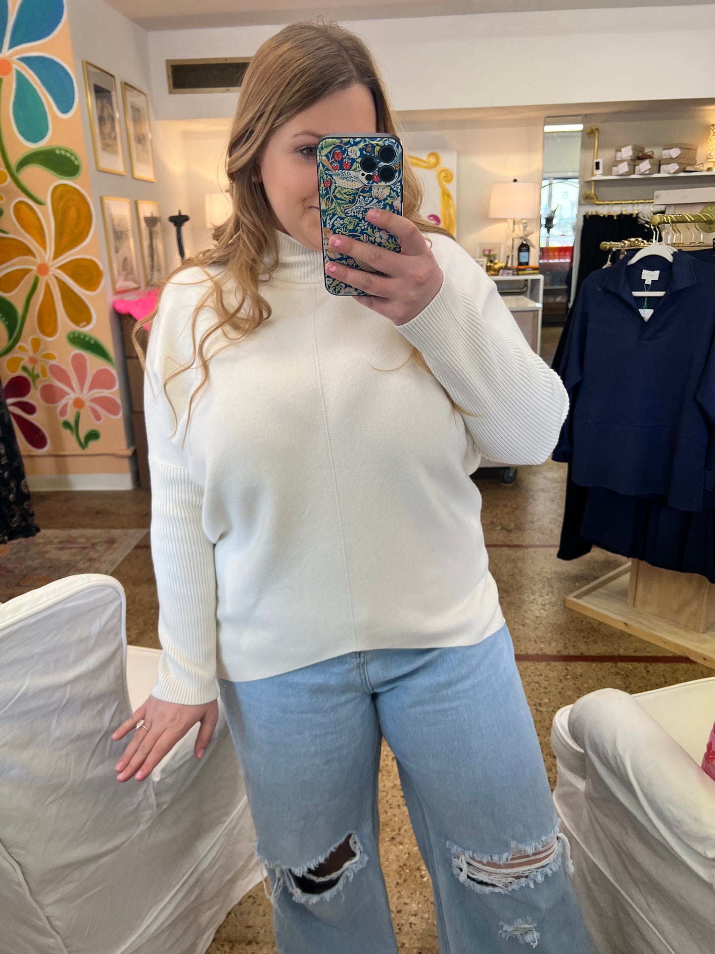 Cream Turtleneck Sweater