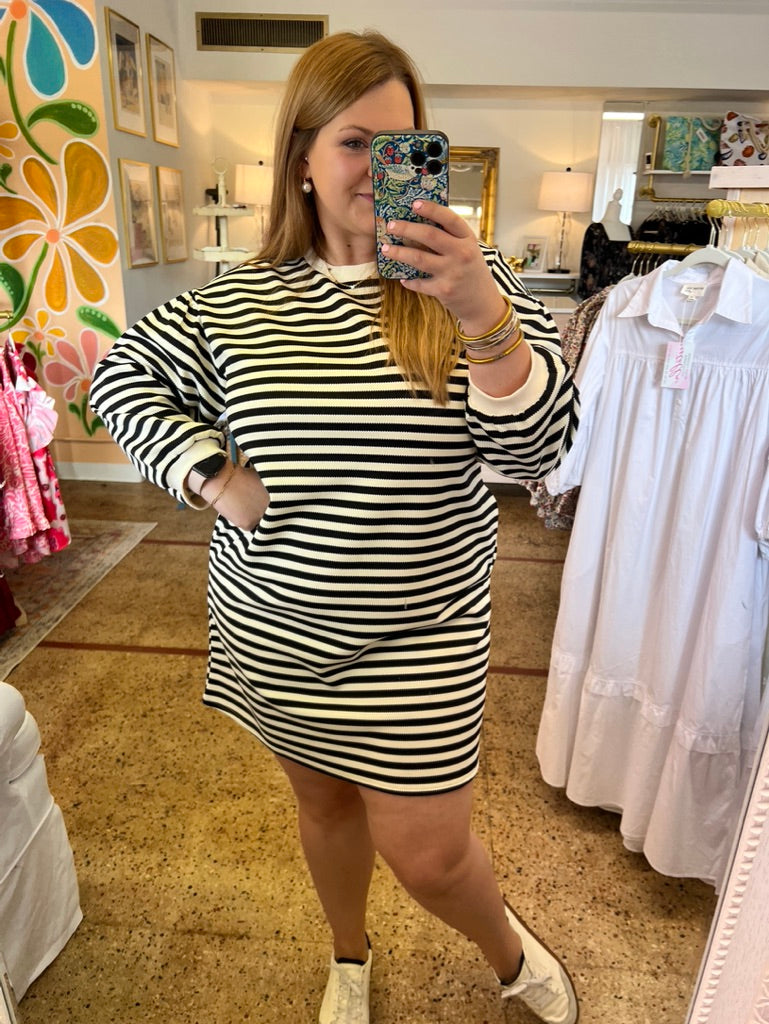 Black Striped Everyday Dress