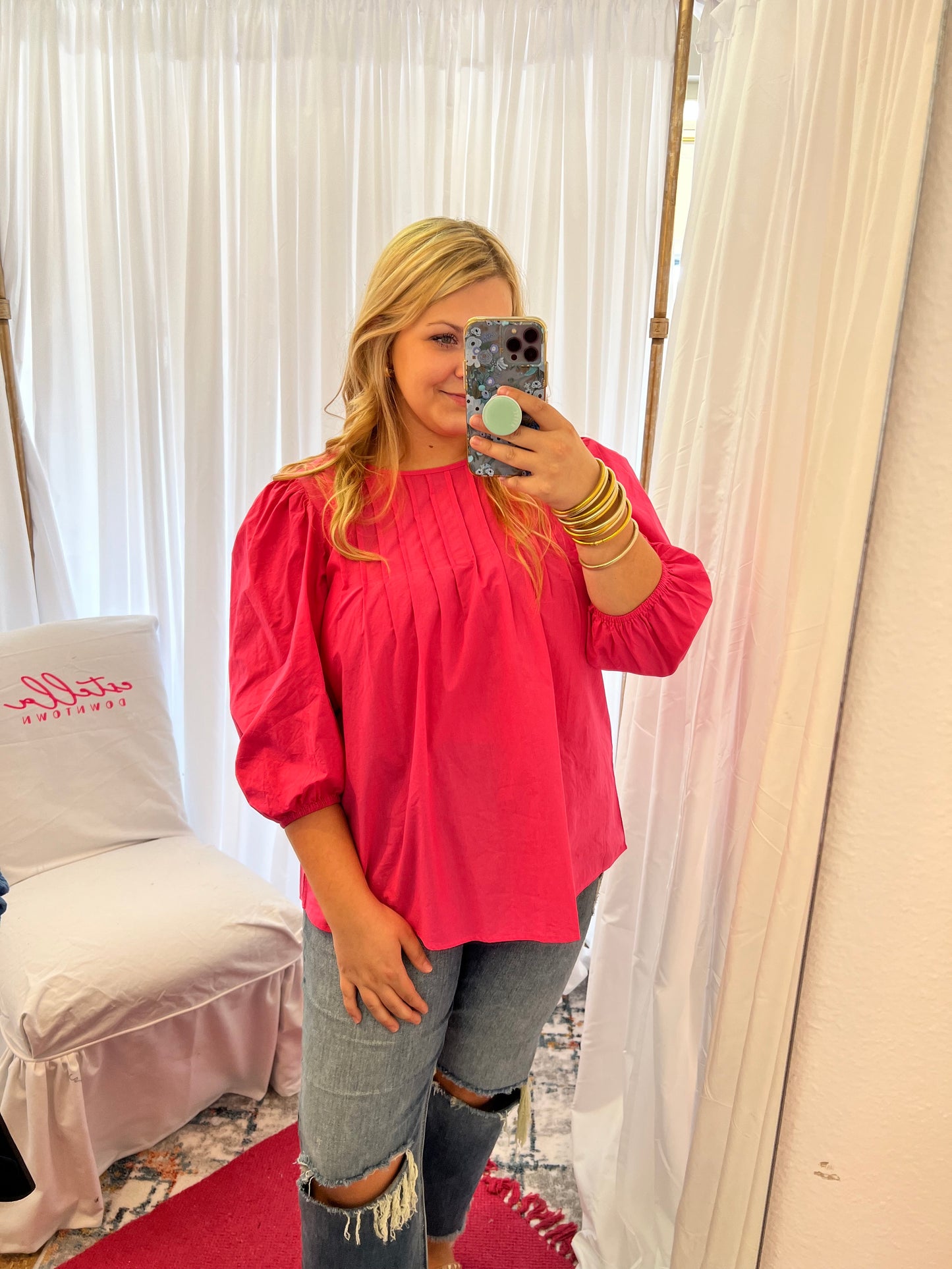 Azalea Pink Pintuck Blouse