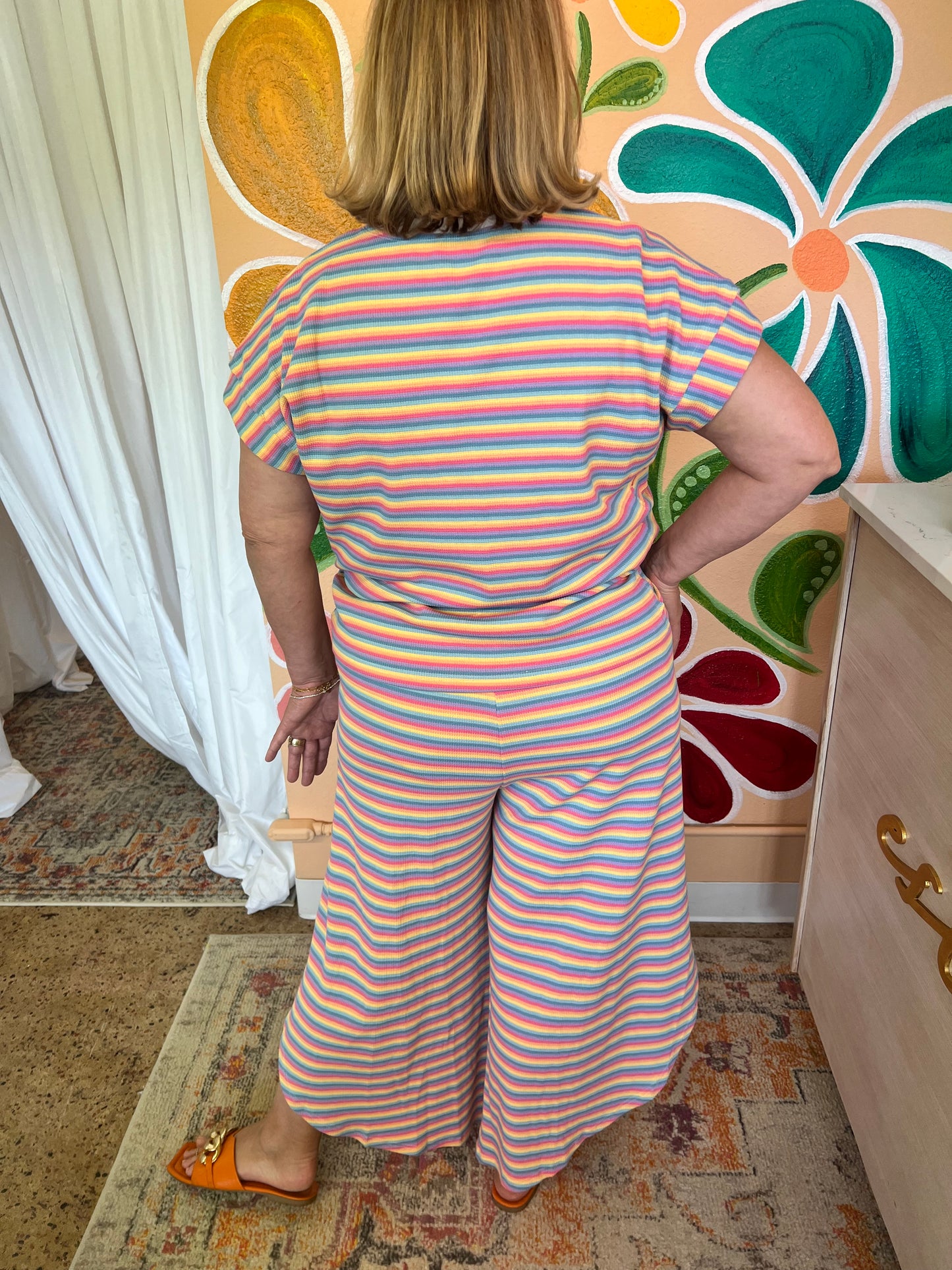 Rainbow Wide Leg Pants Set